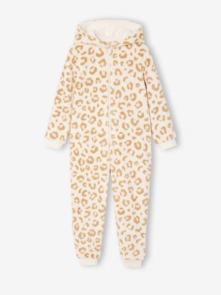Surpyjama fille sherpa léopard beige - vertbaudet enfant 