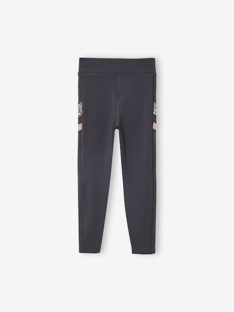 Legging technique sport fille bandes côté anthracite - vertbaudet enfant 