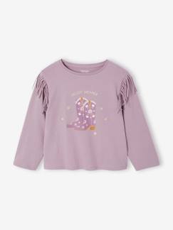 -Tee-shirt fille à franges manches longues