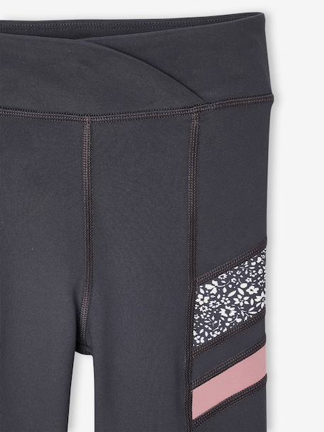 Legging technique sport fille bandes côté anthracite - vertbaudet enfant 