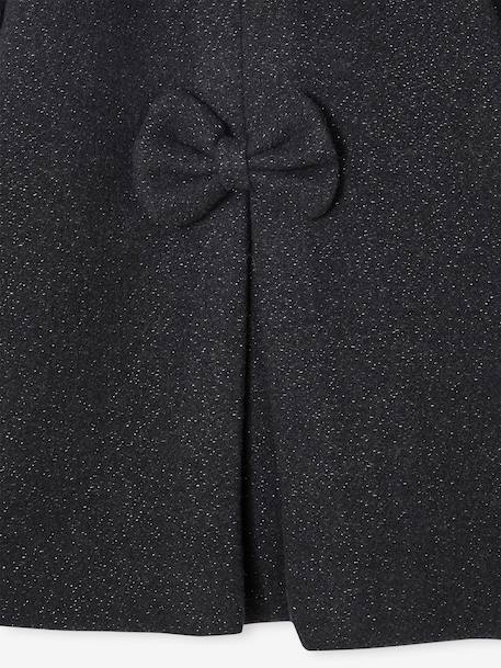 Manteau fille à capuche drap de laine anthracite+beige chiné - vertbaudet enfant 