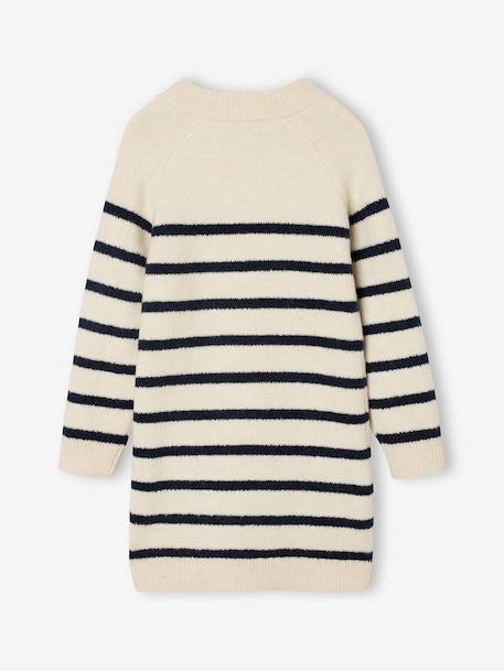 Robe marinière en tricot fille écru+marine - vertbaudet enfant 