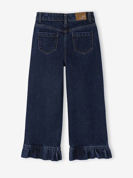 Wijde jeans met ruches voor meisjes donkerblauw - vertbaudet enfant 