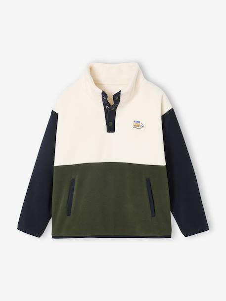 Sweat polaire garçon manches longues vert - vertbaudet enfant 