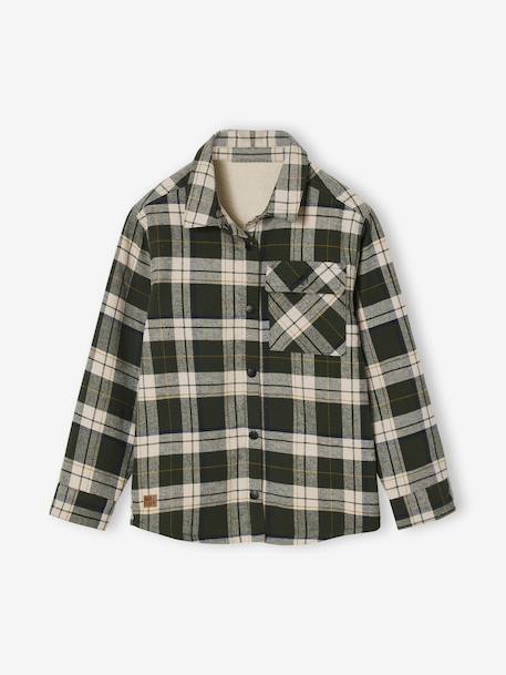 Chemise flanelle carreaux GA doublée Sherpa carreaux vert - vertbaudet enfant 
