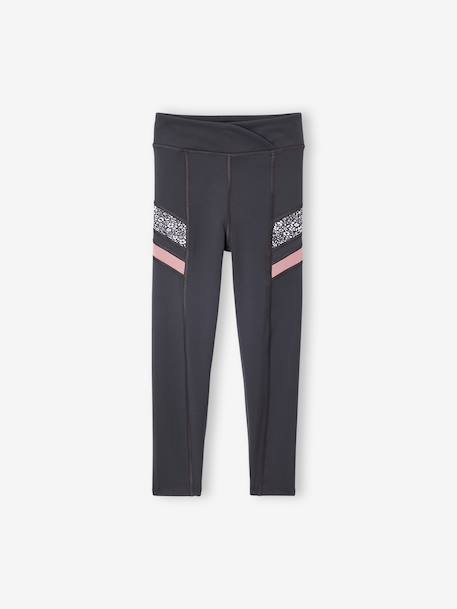 Legging technique sport fille bandes côté anthracite - vertbaudet enfant 