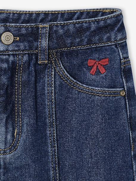 Wijde jeans met stiksel aan de voorkant voor meisjes middenblauw - vertbaudet enfant 