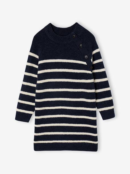 Robe marinière en tricot fille écru+marine - vertbaudet enfant 
