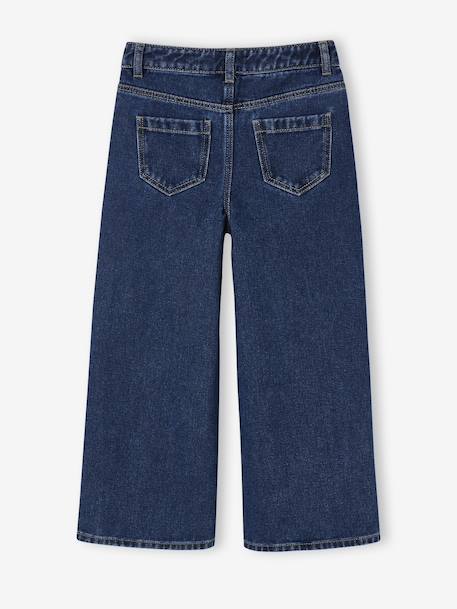 Wijde jeans met stiksel aan de voorkant voor meisjes middenblauw - vertbaudet enfant 