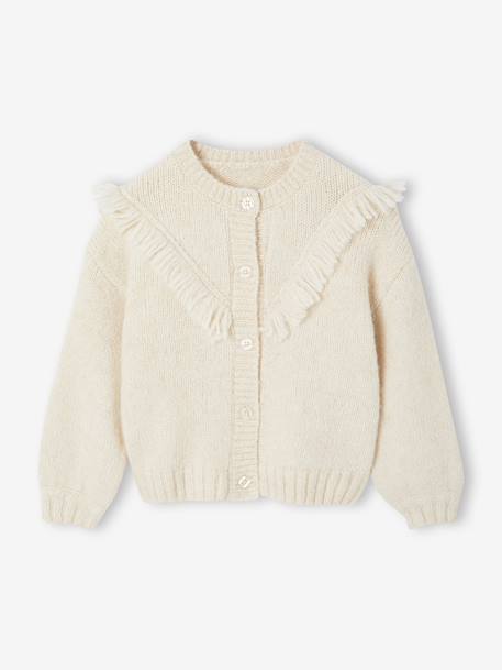 Gilet fille à franges écru - vertbaudet enfant 