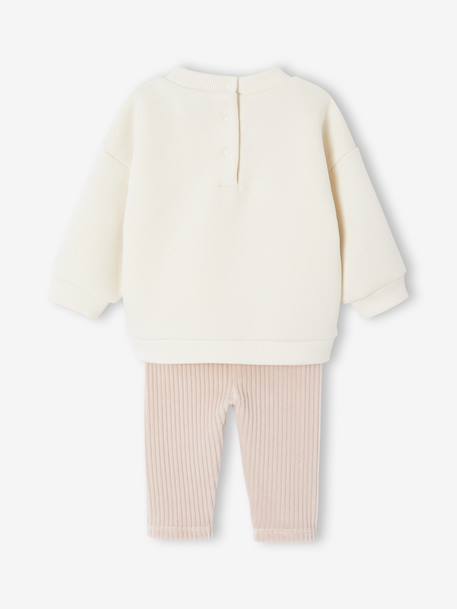 Disney® WINNIE DE POEG babyset  fleece sweater + legging van fluweel / velours vanille - vertbaudet enfant 