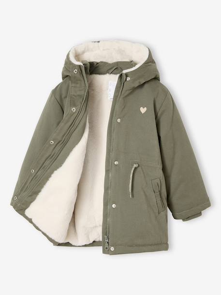 Parka fille à capuche romantique marine+vert - vertbaudet enfant 