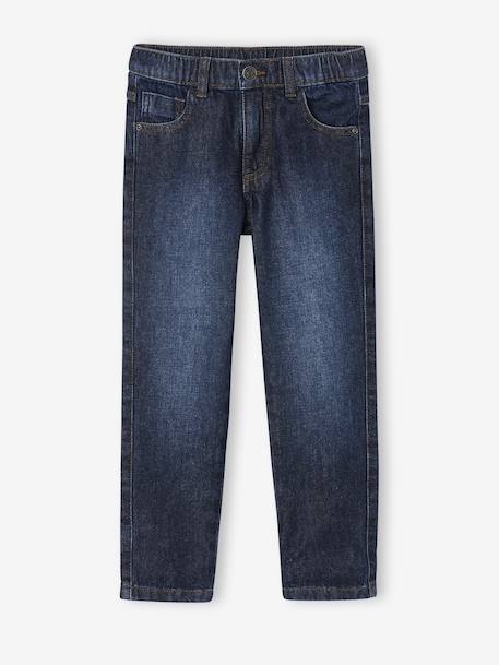 Elastische en verstelbare jeans met wijde pijpen ongewassen denim+stone - vertbaudet enfant 