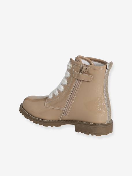 Bottines enfant fille zippées et lacets élastiqués rose nude - vertbaudet enfant 