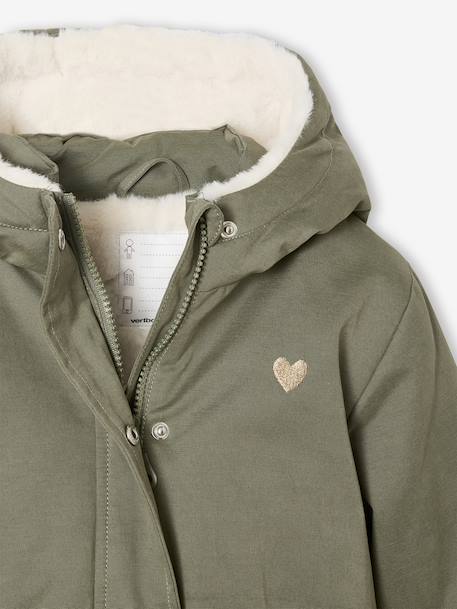 Parka fille à capuche romantique marine+vert - vertbaudet enfant 
