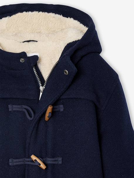 Duffle-coat garçon en drap de laine doublé sherpa gris chiné+marine - vertbaudet enfant 