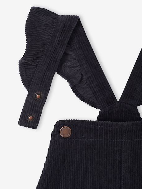 Salopette fille velours bretelles à volants anthracite+vert de gris - vertbaudet enfant 