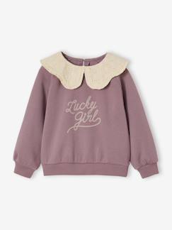 -Sweat fille col claudine broderie anglaise