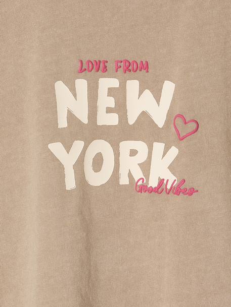 Tee-shirt fille motif NY détails fluo manches longues sable - vertbaudet enfant 