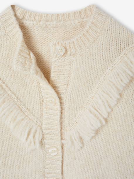 Gilet fille à franges écru - vertbaudet enfant 