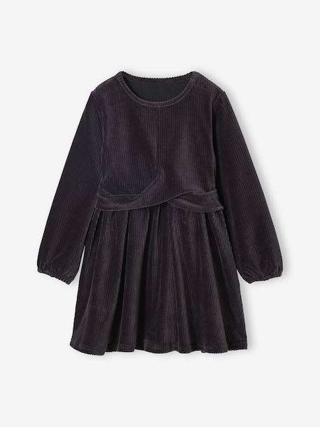 Robe fille velours côtelé effet croisé anthracite - vertbaudet enfant 