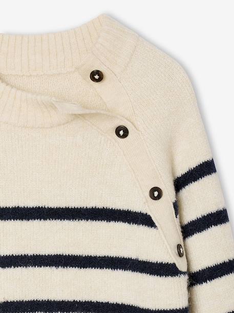 Robe marinière en tricot fille écru+marine - vertbaudet enfant 