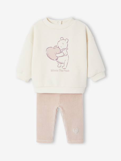 Disney® WINNIE DE POEG babyset  fleece sweater + legging van fluweel / velours vanille - vertbaudet enfant 