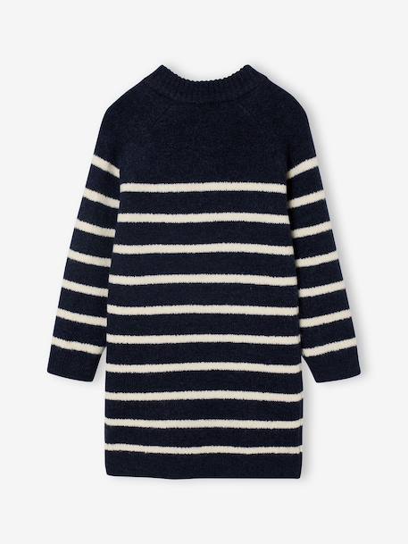 Robe marinière en tricot fille écru+marine - vertbaudet enfant 