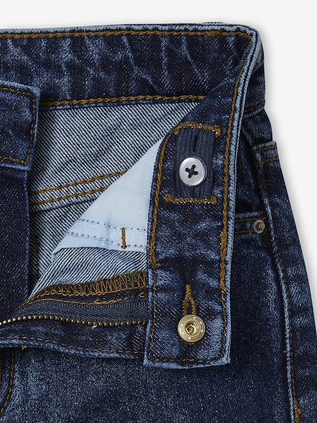 Jean fille large à volants bleu foncé - vertbaudet enfant 