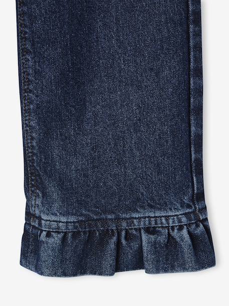 Jean fille large à volants bleu foncé - vertbaudet enfant 