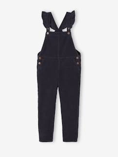 Meisje-Velours meisjestuinbroek met ruches op de bandjes