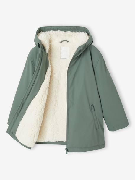 Ciré à capuche garçon doublé sherpa bleu nuit+vert sauge - vertbaudet enfant 