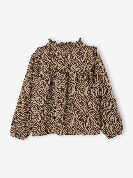 Blouse fille gaze de coton motif zébré chocolat - vertbaudet enfant 