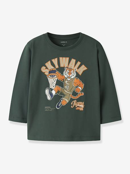 T-shirt manches longues NMMLINCOM , coupe boxy blanc+bleu+vert - vertbaudet enfant 