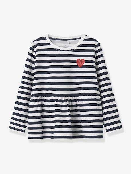 T-shirt met lange mouwen voor meisjes NMFLIONA NAME IT blauw+marineblauw+rozen - vertbaudet enfant 