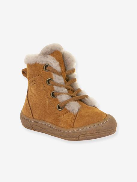 Bottes enfants MINNI SUEDE LACES Froddo caramel+vieux rose - vertbaudet enfant 