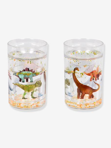 Glitterbeker met rietje voor kinderen DINO FRIENDS DIE SPIEGELBURG meerkleurig - vertbaudet enfant 