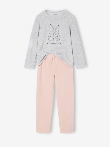 Set van 2 pyjama fluweel / velours dieren Meisje gemêleerd grijs - vertbaudet enfant 