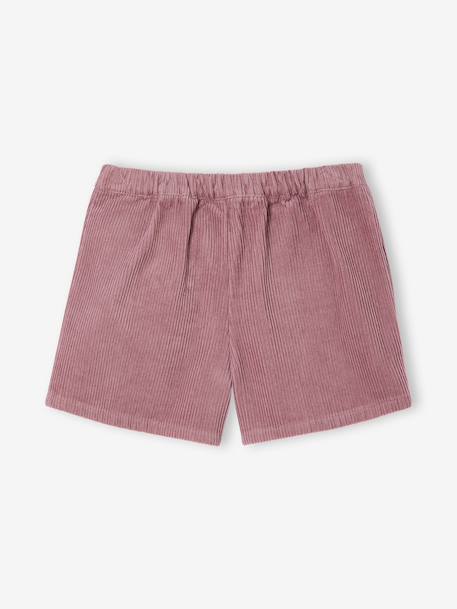 Short-rokje van ribfluweel met wikkeleffect Engels groen+groenblauw+oudroze+rood+rozen - vertbaudet enfant 