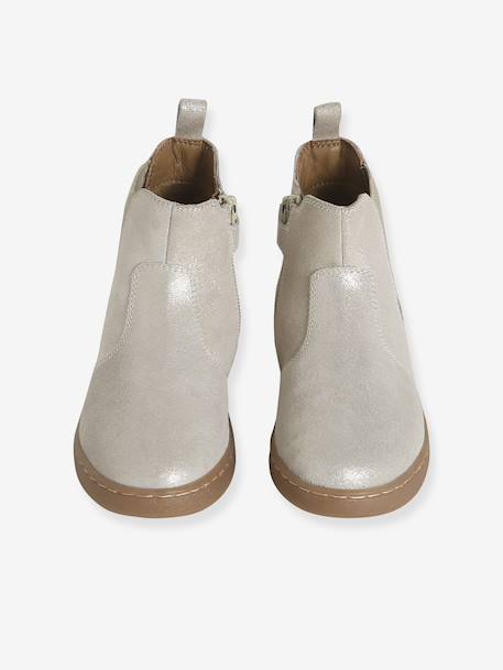 Boots fille cuir zippées bronze+camel+lot marron+marine+or+vert - vertbaudet enfant 