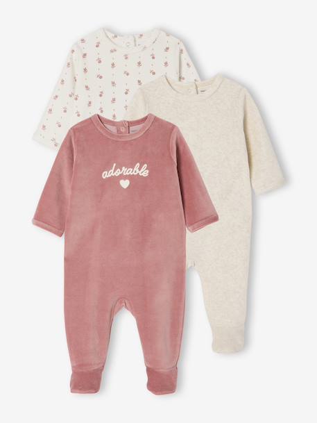 Bébé-Lot de 3 pyjamas bébé mixtes en velours