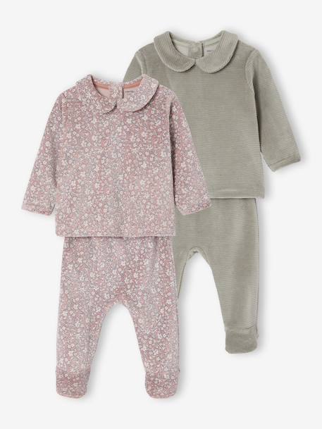 Bébé-Lot de 2 pyjamas naissance 2 pièces en velours