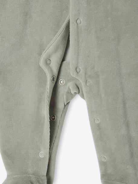 Aanpasbaar fluwelen slaappakje voor baby met kraag roze (poederkleur)+saliegroen - vertbaudet enfant 