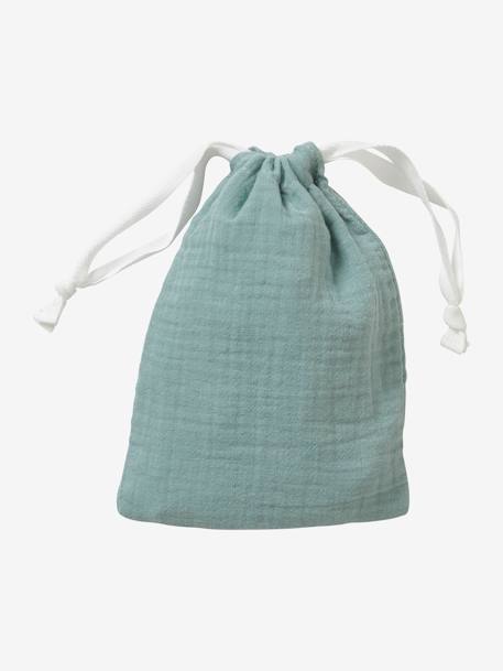 Doudou personnalisable en gaze de coton + hochet rond curry+VERT - vertbaudet enfant 