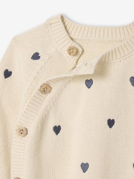 Pull naissance avec petits c½urs brodés écru - vertbaudet enfant 