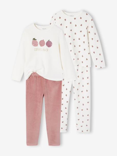 Fille-Lot de 2 pyjamas fille velours fruits 