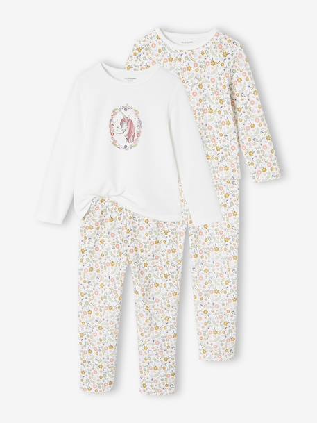 Lot de 2 pyjamas fille velours licorne écru - vertbaudet enfant 