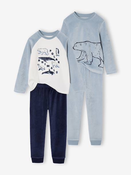 Garçon-Lot 2 pyjamas garçon velours animaux polaires 