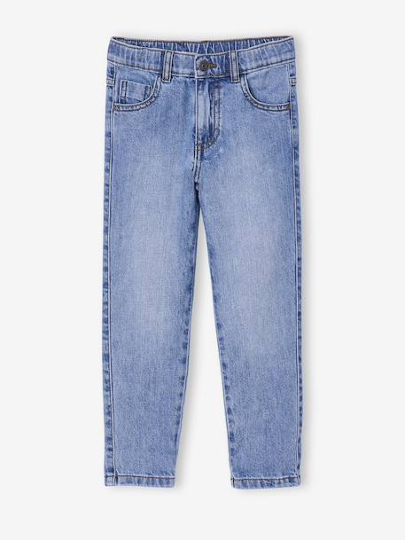 Elastische en verstelbare jeans met wijde pijpen ongewassen denim+stone - vertbaudet enfant 
