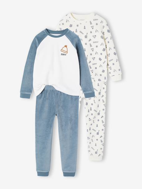 Lot de 2 pyjamas garçon velours snow vert - vertbaudet enfant 